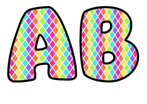 Neon Diamond Lattice Bubble Letters | Patterned Bulletin Board Letters | Classroom Display Pack