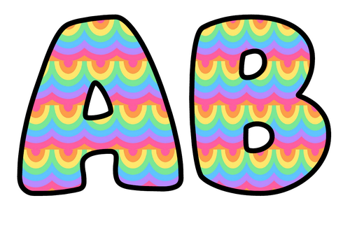 Rainbow Arches Bubble Letters | Patterned Bulletin Board Letters | Printable Alphabet A-Z and 0-9