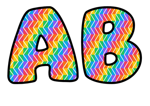 Rainbow Herringbone Bubble Letters | Patterned Bulletin Board Letters | Classroom Display Pack