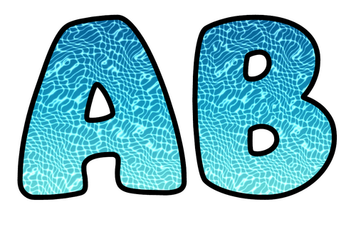 Ocean Water Bubble Letters | Nature Bulletin Board Letters | Printable Alphabet A-Z and 0-9
