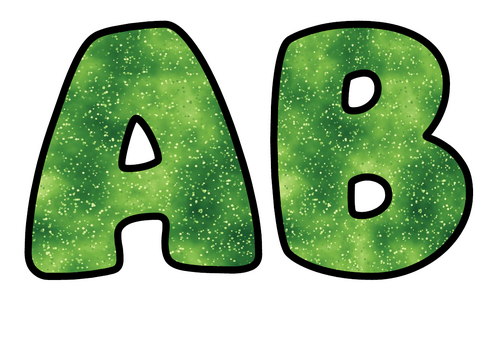 Moss Green Bubble Letters | Nature Bulletin Board Letters | Classroom Display Pack