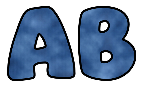 Denim Blue Bubble Letters | Textured Bulletin Board Letters | Printable Alphabet A-Z and 0-9