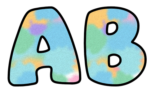 Watercolour Wash Bubble Letters | Painted Bulletin Board Letters | Printable Alphabet A-Z and 0-9