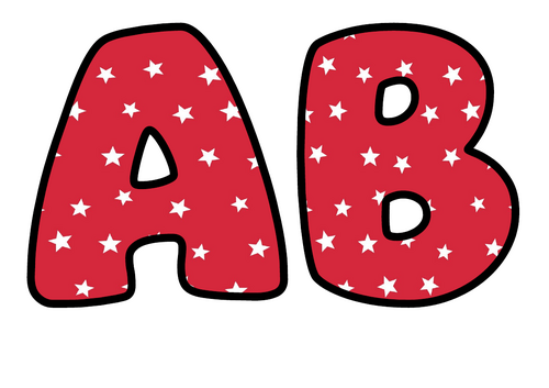 Cherry Red White Stars Bubble Letters | Plain Colour Bulletin Board Letters