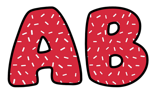 Cherry Red White Sprinkles Bubble Letters | Bulletin Board Letters | Printable A-Z and 0-9