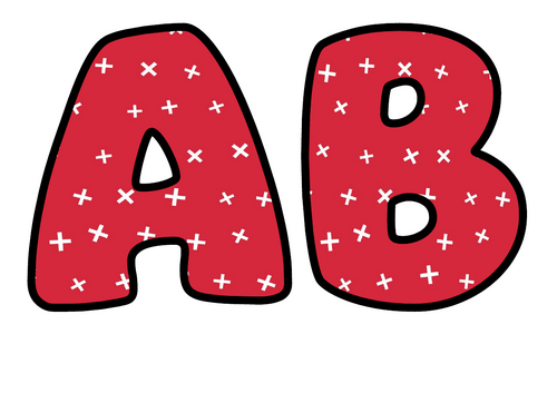 Cherry Red White Crosses Bubble Letters | Plain Colour Bulletin Board Letters