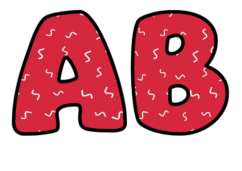 Cherry Red White Squiggles Bubble Letters | Bulletin Board Letters | Printable A-Z and 0-9