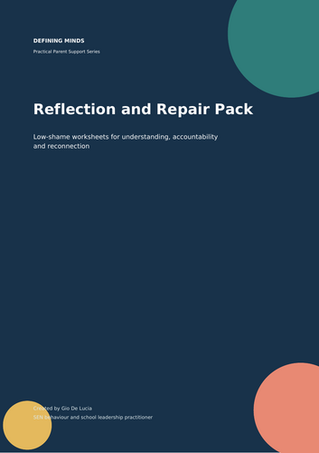 Reflection and Repair Pack | Restorative SEND Worksheets