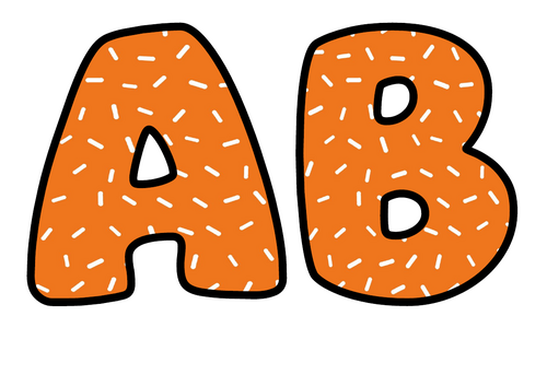 Tangerine White Sprinkles Bubble Letters | Bulletin Board Letters | Printable A-Z and 0-9