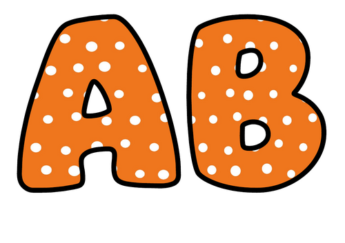 Tangerine White Spots Bubble Letters | Plain Colour Bulletin Board Letters