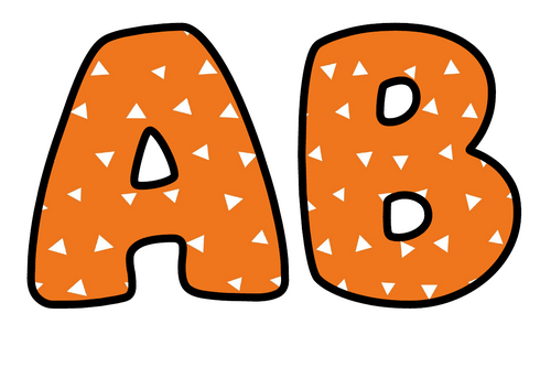 Tangerine White Triangles Bubble Letters | Bulletin Board Letters | Printable A-Z and 0-9