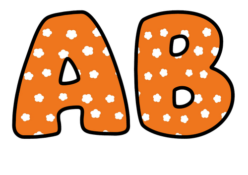 Tangerine White Daisies Bubble Letters | Bulletin Board Letters | Printable A-Z and 0-9