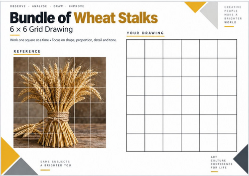Bundle of Wheat Stalks Grid Drawing Worksheet | KS3 & KS4 Art