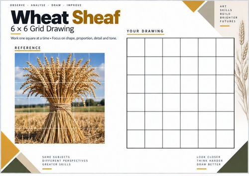 Wheat Sheaf Grid Drawing Worksheet | KS3 & KS4 Art