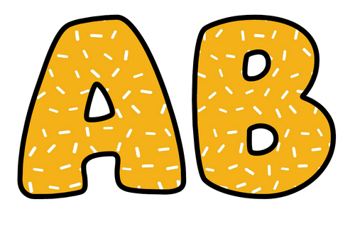 Golden Yellow White Sprinkles Bubble Letters | Bulletin Board Letters | Printable A-Z and 0-9