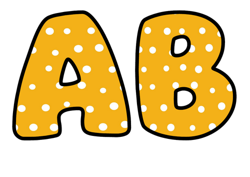 Golden Yellow White Spots Bubble Letters | Plain Colour Bulletin Board Letters