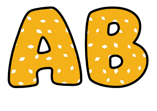Golden Yellow White Diamonds Bubble Letters | Plain Colour Bulletin Board Letters