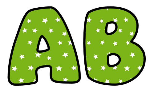Lime Green White Stars Bubble Letters | Plain Colour Bulletin Board Letters