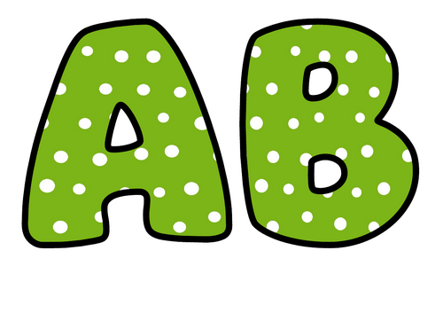Lime Green White Spots Bubble Letters | Plain Colour Bulletin Board Letters