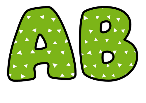 Lime Green White Triangles Bubble Letters | Bulletin Board Letters | Printable A-Z and 0-9