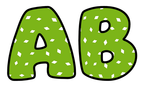 Lime Green White Diamonds Bubble Letters | Plain Colour Bulletin Board Letters