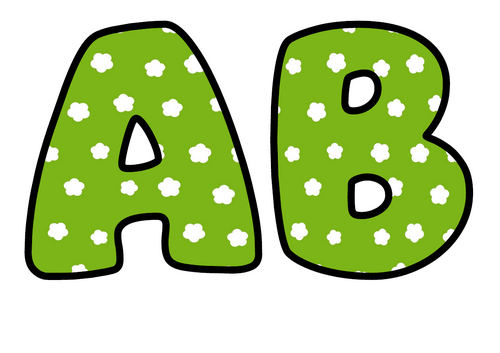 Lime Green White Daisies Bubble Letters | Bulletin Board Letters | Printable A-Z and 0-9