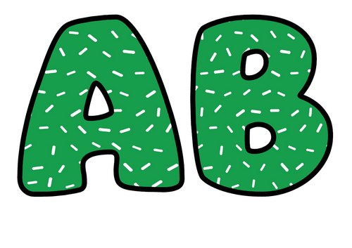 Emerald Green White Sprinkles Bubble Letters | Bulletin Board Letters | Printable A-Z and 0-9