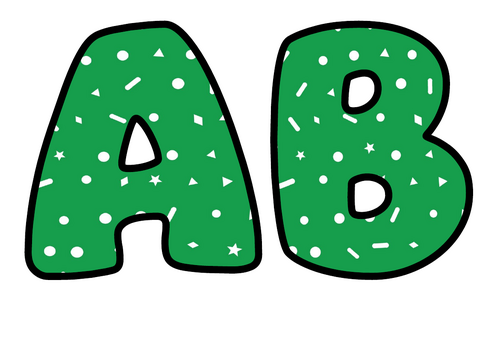 Emerald Green White Confetti Bubble Letters | Plain Colour Bulletin Board Letters