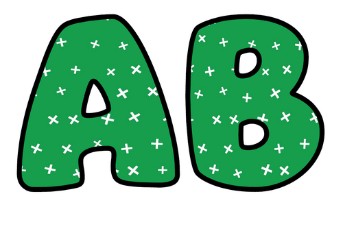 Emerald Green White Crosses Bubble Letters | Plain Colour Bulletin Board Letters