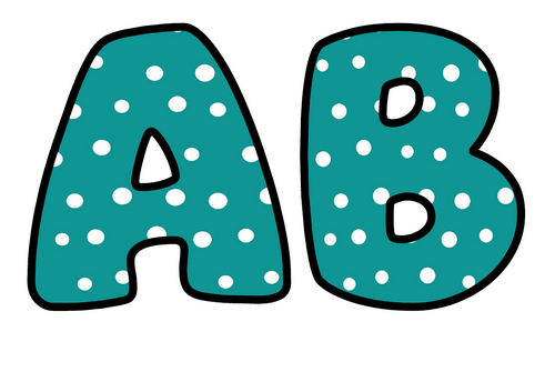 Teal White Spots Bubble Letters | Plain Colour Bulletin Board Letters