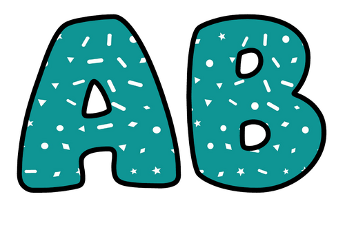 Teal White Confetti Bubble Letters | Plain Colour Bulletin Board Letters