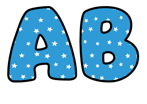 Sky Blue White Stars Bubble Letters | Plain Colour Bulletin Board Letters