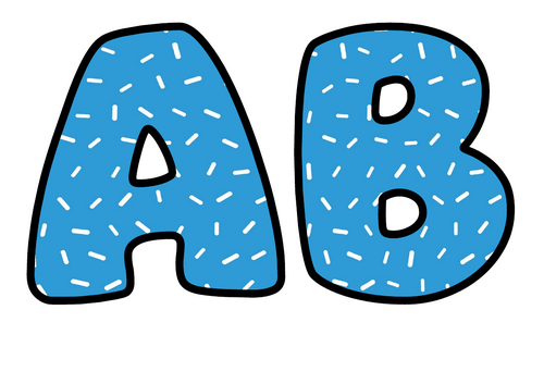 Sky Blue White Sprinkles Bubble Letters | Bulletin Board Letters | Printable A-Z and 0-9