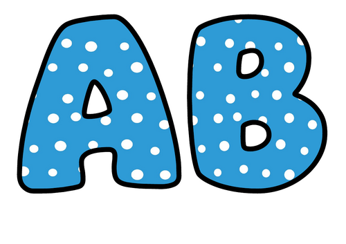 Sky Blue White Spots Bubble Letters | Plain Colour Bulletin Board Letters