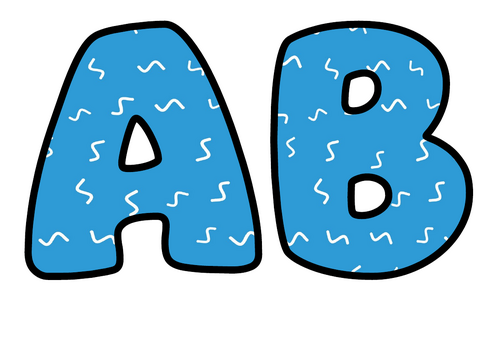 Sky Blue White Squiggles Bubble Letters | Bulletin Board Letters | Printable A-Z and 0-9