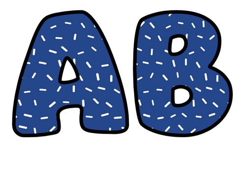 Navy Blue White Sprinkles Bubble Letters | Bulletin Board Letters | Printable A-Z and 0-9