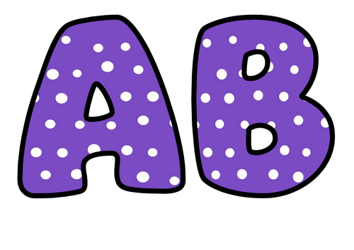 Purple White Spots Bubble Letters | Plain Colour Bulletin Board Letters