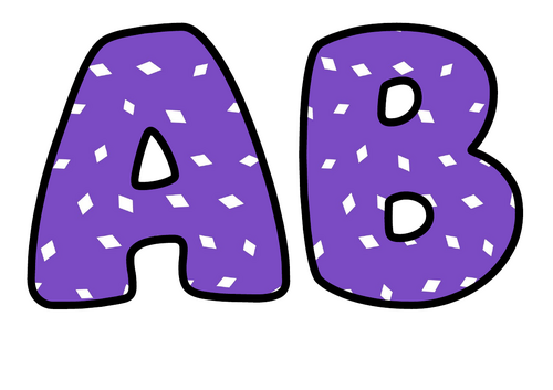 Purple White Diamonds Bubble Letters | Plain Colour Bulletin Board Letters