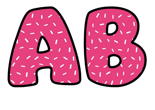 Hot Pink White Sprinkles Bubble Letters | Bulletin Board Letters | Printable A-Z and 0-9