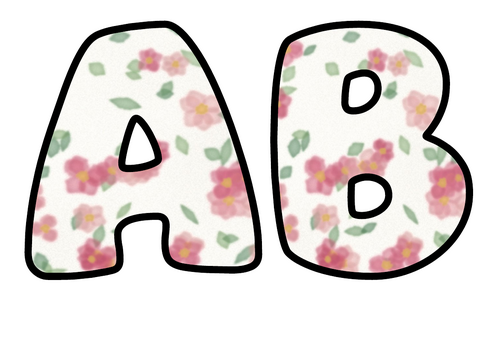 Watercolour Florals Bubble Letters | Bulletin Board Letters | Printable A-Z and 0-9