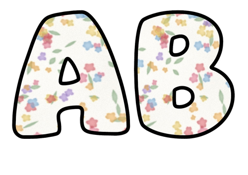 Watercolour Meadow Bubble Letters | Watercolour Bulletin Board Letters