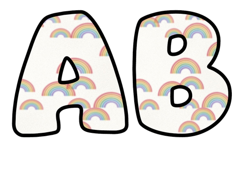 Watercolour Rainbows Bubble Letters | Watercolour Bulletin Board Letters