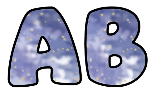 Watercolour Night Sky Bubble Letters | Watercolour Bulletin Board Letters