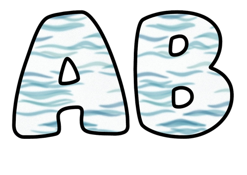 Watercolour Waves Bubble Letters | Bulletin Board Letters | Printable A-Z and 0-9