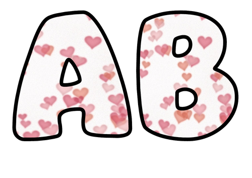 Watercolour Hearts Bubble Letters | Watercolour Bulletin Board Letters