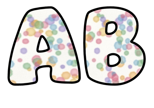 Watercolour Spots Bubble Letters | Bulletin Board Letters | Printable A-Z and 0-9