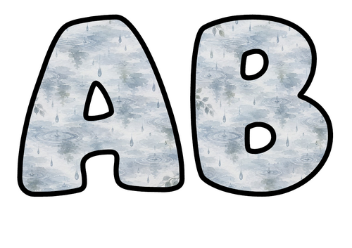Rainy Day Bubble Letters | Display Lettering | Printable A-Z and 0-9