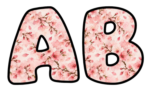 Cherry Blossom Bubble Letters | Display Lettering | Printable A-Z and 0-9
