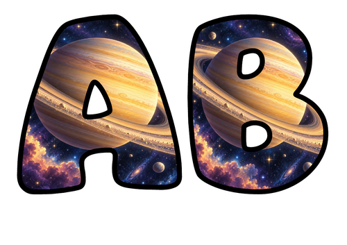 Planets and Galaxies Bubble Letters | Bulletin Board Letters | Printable A-Z and 0-9