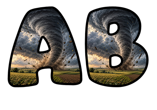 Tornado Bubble Letters | Display Lettering | Printable A-Z and 0-9